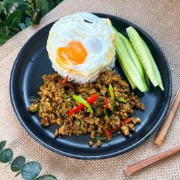 ข้าวคั่วกลิ้งหมู(ไม่มีไข่)