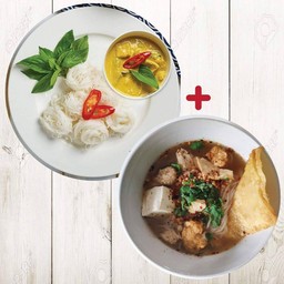 1Xก๋วยเตี๋ยวต้มยำ l Noodle, 1Xขนมจีนแกงเขียวหวาน / Noodle with green curry