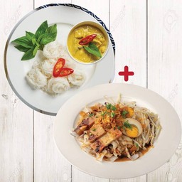 1Xก๋วยเตี๋ยวหลอดlChinese noodles, 1Xขนมจีนแกงเขียวหวาน/Noodle & green curry