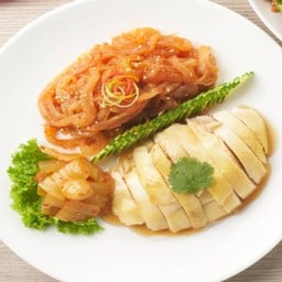 ไก่แช่เหล้ายำแมงกระพรุนน้ำมันงา