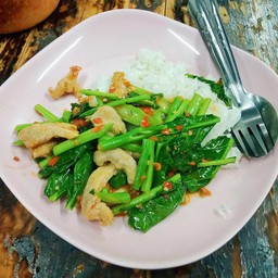 ผัดคะน้าหมู ราดข้าว