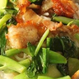 ข้าวผัดคะน้าหมูกรอบ