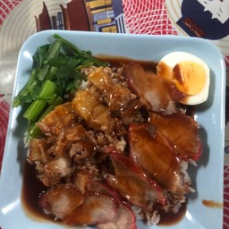 ข้าวหมูแดง+หมูกรอบ