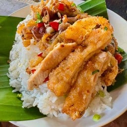 ข้าวหอม + ไก่คั่วพริกเกลือ