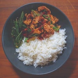 กะเพราหมูชิ้น(สันคอ)