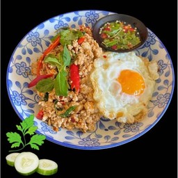 Minced Pork And Fried Egg With Basil Rice