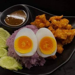 เ้หนียวอกไก่ทอด+ไข่เป็ด+แจ่วรสเด็ด