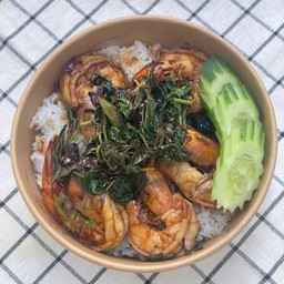 ข้าวกะเพราพริกแห้งกุ้ง