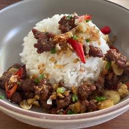 หมูสับคั่วพริกเกลือ (กับ)