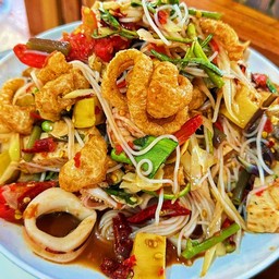 ตำปลาขนมจีนทะเลแคบหมูปลาร้า