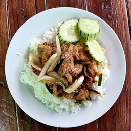 ข้าวราดผัดน้ำมันหอย