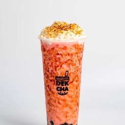นมสดไวท์ช็อกสตรอว์เบอร์รี่ครีมชีสพ่นไฟ (แก้วยีราฟ)
