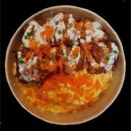 ข้าวไข่ข้นชีสส..ไก่คาราเกะออนเนียลไวน์มาโย+ไข่กุ้ง