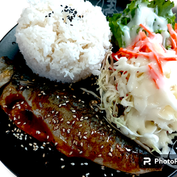 ข้าวหอม  ปลาซาบะย่าง  ราดซอดเทริยากิ