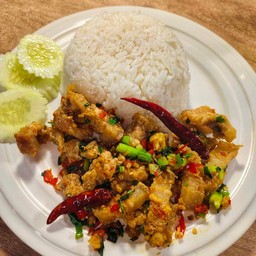 หมูสามชั้นสไลดทอดคั่วพริกเกลือ