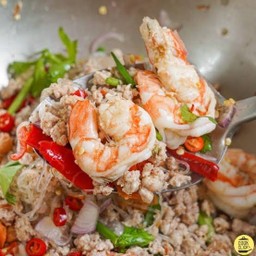ยำแซ่บวุ้นเส้นหมูสับใส่กุ้งเด้ง