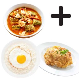 ข้าว + แกงส้มชะอมกุ้ง