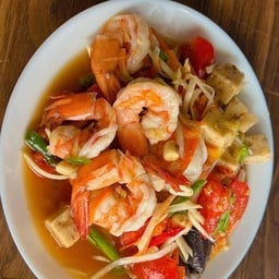 ตำไทยกุ้งลวกหมูยอ