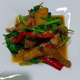 ปลากระพงผัดขึ้นฉ่ายเป็นกับข้าว