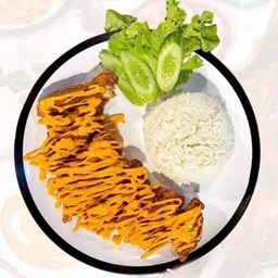 ข้าวไก่ทอดซอสเทาซันไอส์แลนด์