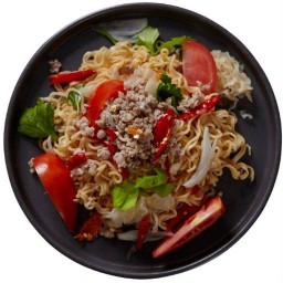 Spicy Instant Noodle Salad with Minced Pork