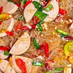 ตำเส้นเล็ก + หมูยอน้ำปลาร้า