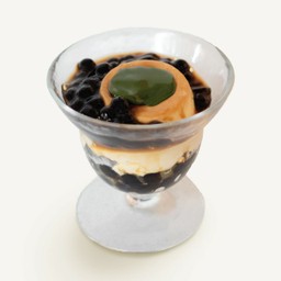 Boba custard pudding matcha sauce