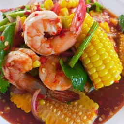 ยำข้าวโพดกุ้งสุกปลาร้า