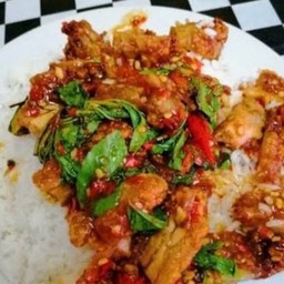 กะเพราไก่กรอบ(ราดข้าว)