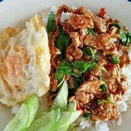 ข้าวกระเพราหมูชิ้น+ไข่ดาว