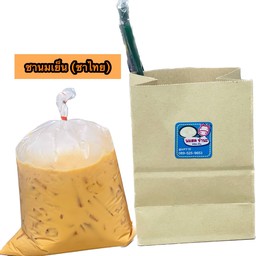 ชานมเย็น ถุงกระดาษ