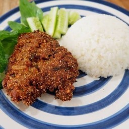 ข้าวลาบหมูทอด