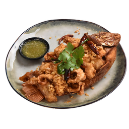 ปลาทับทิมทอดกระเทียม