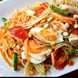 ตำไทยไข่เค็ม(เส้นเล็ก)ไม่ปลาร้า