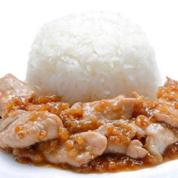 ข้าวหมูผัดกระเทียม