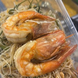 เส้นหมี่ผัดกระเฉดกุ้ง(เล็ก)