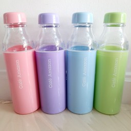 สีม่วง ขวดน้ำCafe Amezon แถมน้ำอัดลม