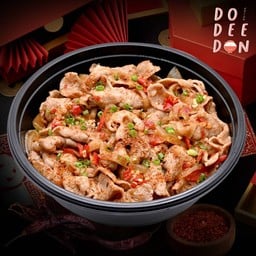 ข้าวหน้าสันคอหมูผัดซอสหม่าล่า