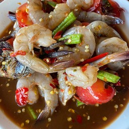 ตำเหลากุ้งสด