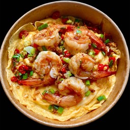 ข้าวไข่ข้น-กุ้งคั่วพริกกระเทียม