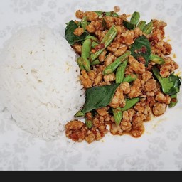 ข้าว + ผัดพริกแกงถั่ว เลือกเนื้อได้