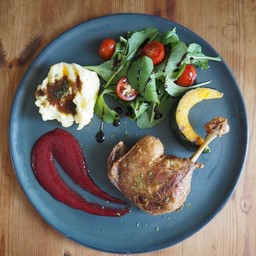 Duck Confit with Raspberry Sauce