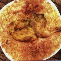 BBQ Boiled Chicken with Mandi Rice قوزي دجاج