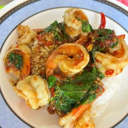 กระเพราทะเล ราดข้าว