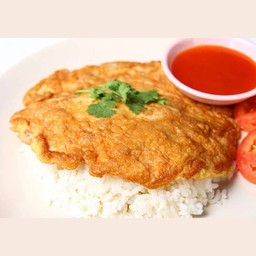 ข้าวไข่เจียวหมูสับ+ซอสมะเขือเทศ อร่อยฟิน