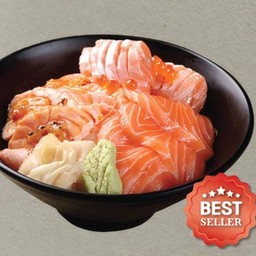 Salmon Lover Don/ข้าวหน้าแซลมอนสามอย่าง