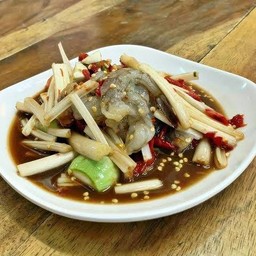 ตำปลาร้าไหลบัวกุ้งสด