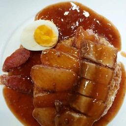 ข้าวหมูแดง+หมูกรอบ