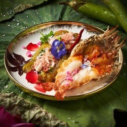 ยำมะเขือยาวกับกุ้งแม่น้ำย่าง