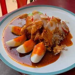 ข้าวหมูแดงหมูกรอบ+เกี๊ยวน้ำหมูแดง